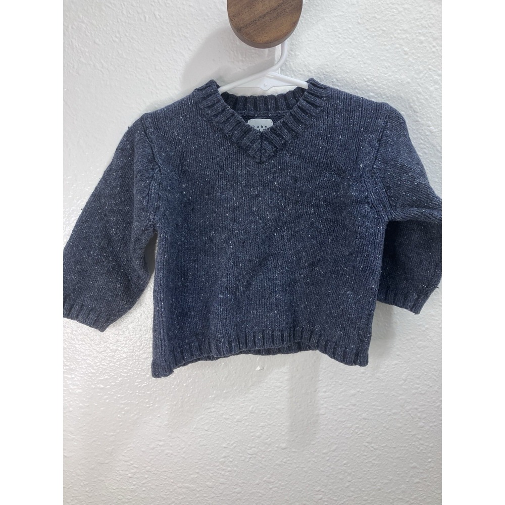 Vintage Y2K 2001 Baby Gap Wool Blend V Neck Sweater Navy Blue Toddler 2T 12x12"
